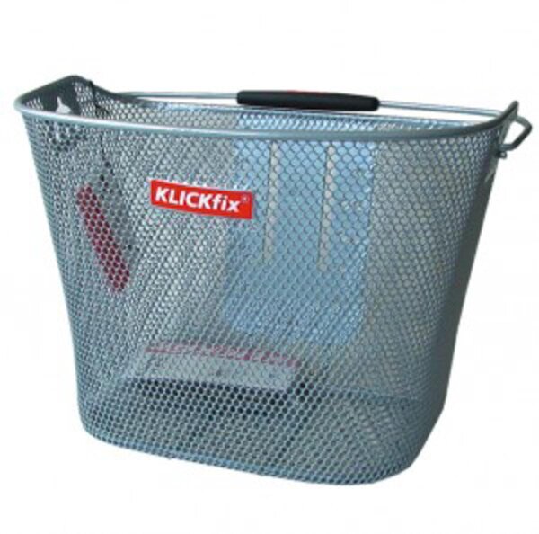 vorderradkorb klickfix silber 26x35x25cm,engmaschig, o, adapter,16 ltr