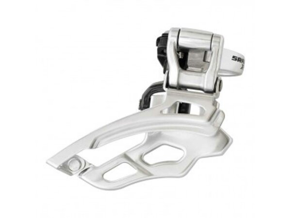 SRAM Umwerfer "X7" 3-/ 9-fach, Ø 34,9 mm reduzierbar auf 31,8 mm 66° - 69°, grau High Clamp, Dual Pull