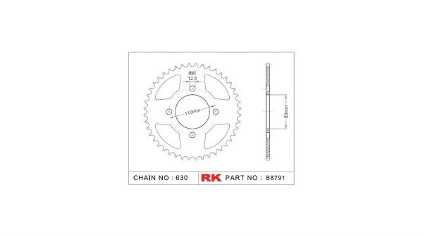 RK Kettenrad "8791" 630, Stahl, silber 41 Zähne