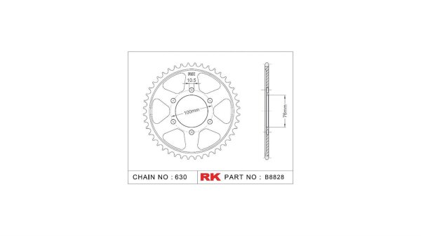 RK Kettenrad "8828" 630, Stahl 42 Zähne