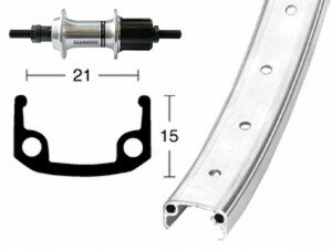 H-Rad 26x1.9 7-f.Kass.silb.Starr 36L Alu-Kastenfelge silber.Zink-Spei.