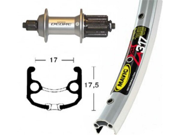 H-Rad 26x1.75Deore Kass.8/9f.silb.SSP36L Mavic XM 317 silber.Niro-Spei.