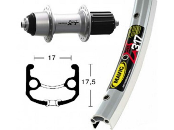 H-Rad 26x1.75Deore XT 8/9f.silb.SSP 36L Mavic XM 317 silber.Niro-Spei.