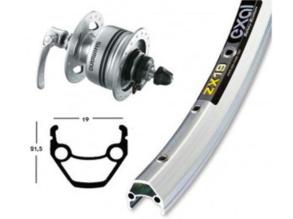 V-Rad 28x1.75Nabend.DH3N80 silb.SSP 36L Exal ZX 19 silber.Niro-Spei.