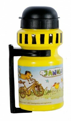 Trinkflasche Janosch Tigerente 300ml mit Halter, gelb/schwarz mit Motiv