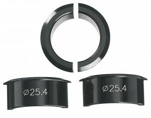 Hülsen-Set Ergotec schwarz Alu, für Vorbauten (31,8mm auf 25,4mm)
