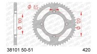AFAM Kettenrad "38101" 420, Stahl, silber 51...