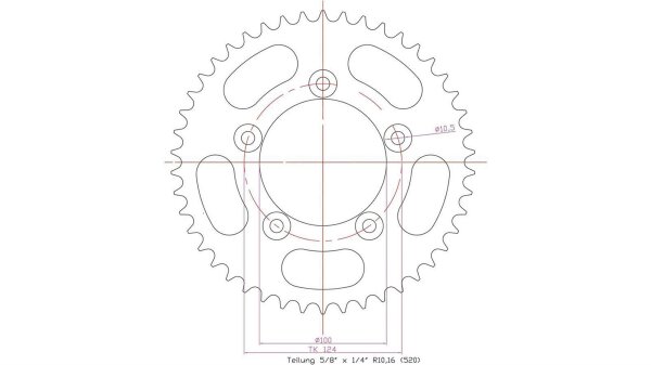 ESJOT Kettenrad "32152" 520, Stahl, schwarz 44 Zähne