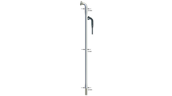 SAPIM Speiche "Race" DD, Ø 2,00 / 1,80 / 2,00 mm,  278 mm lang, s