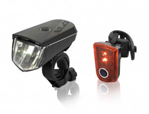 xlc batterie scheinwerfer set sirius b40 led, reflektor, 40lux + led rücklicht