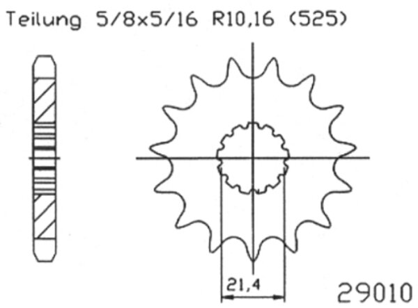ESJOT Antriebsritzel "29010" 525, Stahl 16 Zähne, Ausf