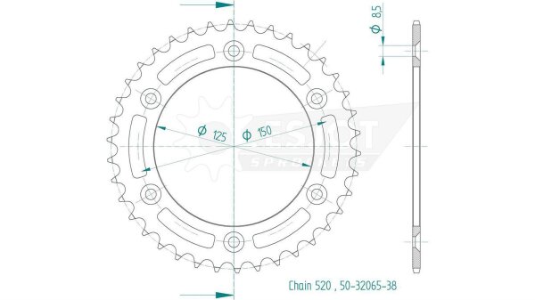 ESJOT Kettenrad "32065" 520, Stahl, schwarz 48 Zähne