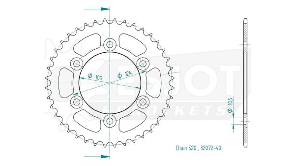 ESJOT Kettenrad "32072" 520, Stahl, schwarz 48 Zähne