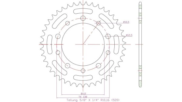 ESJOT Kettenrad "32206" 520, Stahl, schwarz 43 Zähne