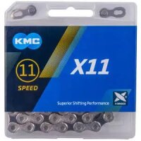 schaltungskette kmc x11 silber/schwarz 1/2" x 11/128", 114 glieder,5,65mm,11-f.