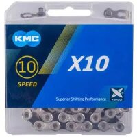 schaltungskette kmc x10 silber/schwarz 1/2" x...