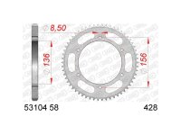 AFAM Kettenrad "53104" 428, Stahl, silber 58...