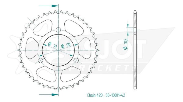 ESJOT Kettenrad "13001" 420, Stahl, schwarz 45 Zähne