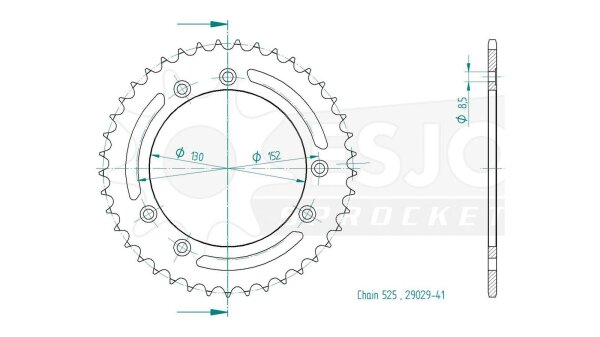 ESJOT Kettenrad "29029" 525, Stahl, schwarz 45 Zähne