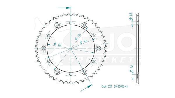 ESJOT Kettenrad "32003" 520, Stahl, schwarz 40 Zähne