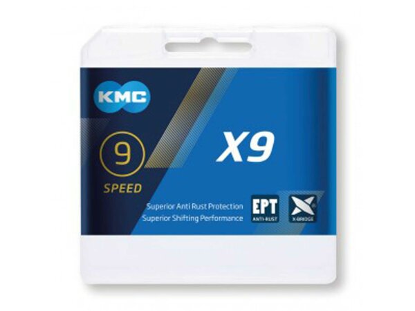 schaltungskette kmc x9 ept 1/2" x 11/128", 114 glieder,6,6mm,9-fach