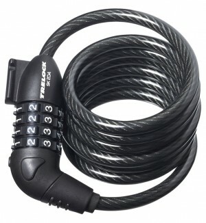 Spiralkabelschloss Trelock 110cm, Ø 8mm SK 204/110/8,Kombi,schwz.,m.Halter ZK110