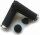 Griff m.Schraubensicherung f.Endstopfen 122mm schwarz m.Klemme silber+Endstopfen