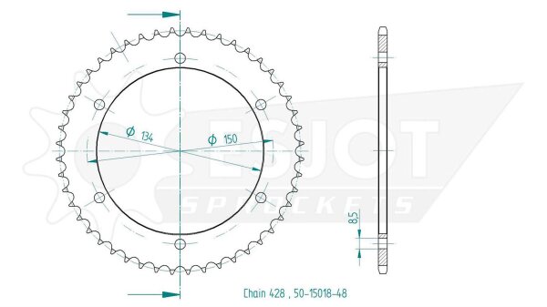 ESJOT Kettenrad "15018" 428, Stahl, schwarz 48 Zähne