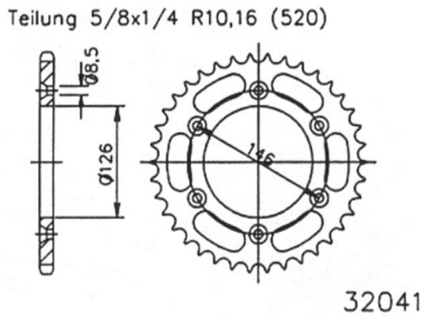 ESJOT Kettenrad "32041" 520, Stahl, schwarz 47 Zähne