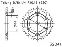 ESJOT Kettenrad "32041" 520, Stahl, schwarz 47...