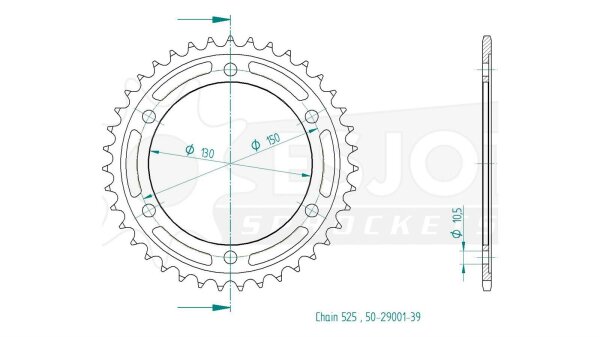 ESJOT Kettenrad "29001" 525, Stahl, schwarz 46 Zähne