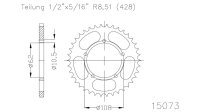 ESJOT Kettenrad "15073" 428, Stahl, schwarz 50...