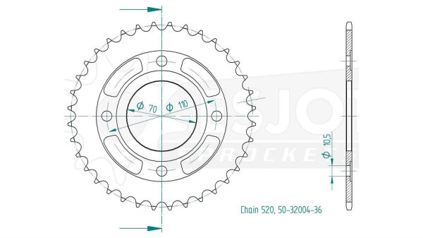 ESJOT Kettenrad "32004" 520, Stahl, schwarz 35 Zähne