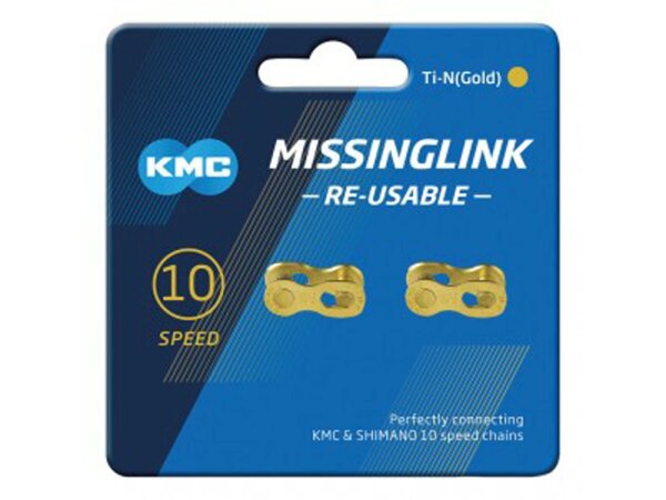 missinglink kmc 10r ti-n gold 2 stück, f. ketten 5,88mm, gold, 10-fach