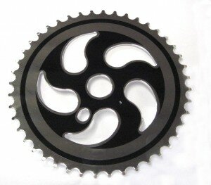 bmx-kettenblatt stahl schwarz/silber, 44 zähne