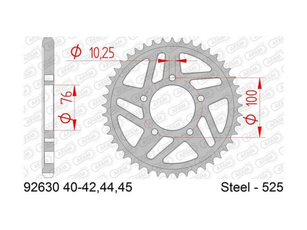 AFAM Kettenrad "92630" 525, Stahl, silber 44 Zähne