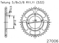 ESJOT Kettenrad "27006" 532, Stahl, schwarz 48...