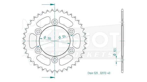 ESJOT Kettenrad "32072" 520, Stahl, schwarz 37 Zähne