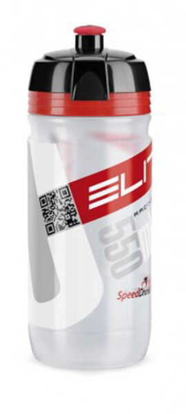 Trinkflasche Elite Corsa 550ml, klar, Logo rot