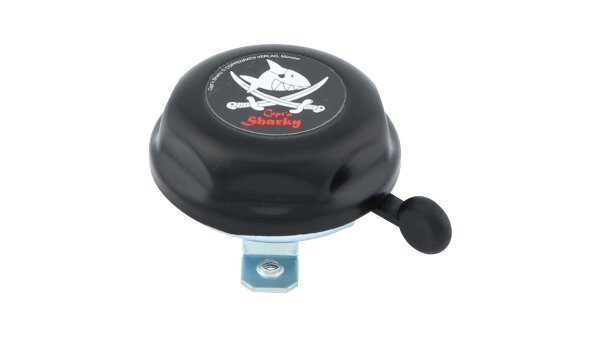 fahrradglocke capt`n sharky schwarz, mit motiv, ø 55mm, sb-karte