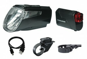 led-akku-leuchten set trelock i-go power ls 460/720 schwarz mit halter, 40 lux