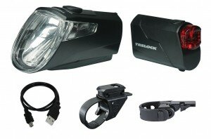 led-akku-leuchten set trelock i-go eco ls 360/ 720 schwarz mit halter, 25 lux