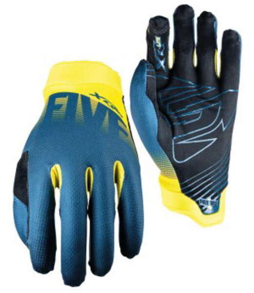 handschuh five gloves xr - lite bold herren, gr. l / 10, blau/gelb
