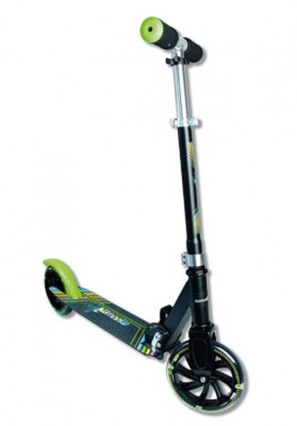 scooter muuwmi neon aluminium 7" grün/schwarz,180mm,mit leuchtrollen