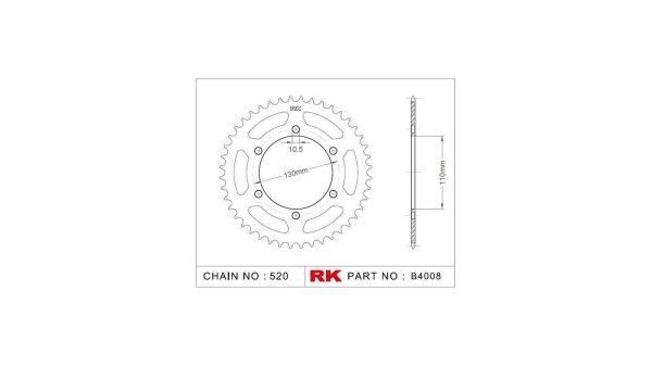 RK Kettenrad "4008" 520, Stahl 42 Zähne