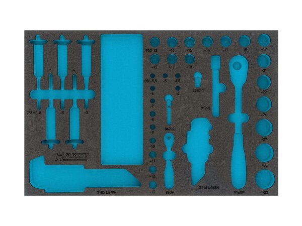 HAZET Moduleinlage 2K-Passformeinlage, leer, für W #163-466L, pas