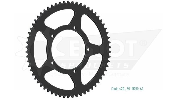 ESJOT Kettenrad "13050" 420, Stahl, schwarz 62 Zähne