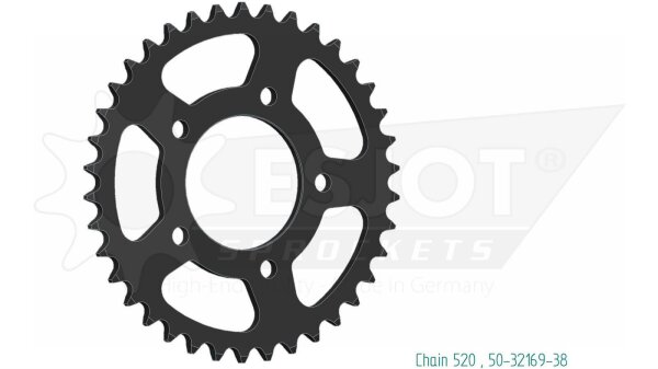 ESJOT Kettenrad "32169" 520, Stahl, schwarz 38 Zähne