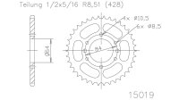 ESJOT Kettenrad "15019" 428, Stahl, schwarz 51...