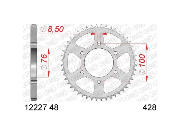 AFAM Kettenrad "12227" 428, Stahl 43 Zähne